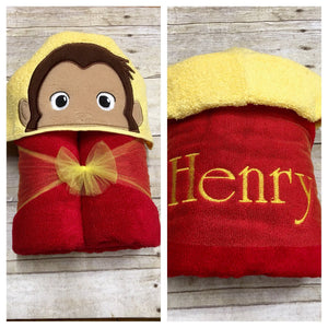 Curious Monkey Hooded Towel