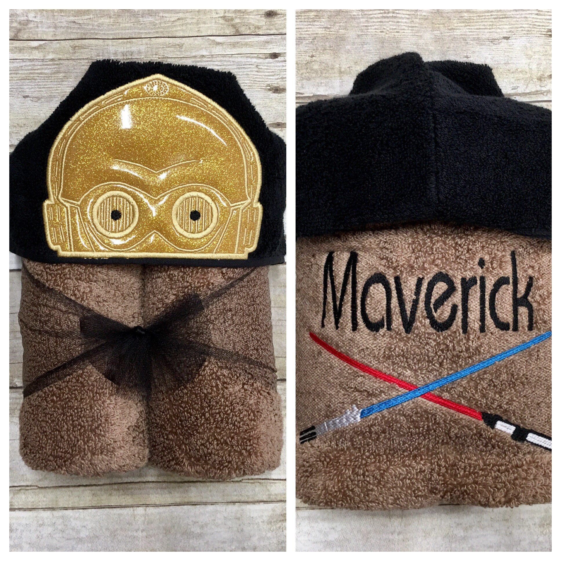 Gold Robot Hooded Bath Towel