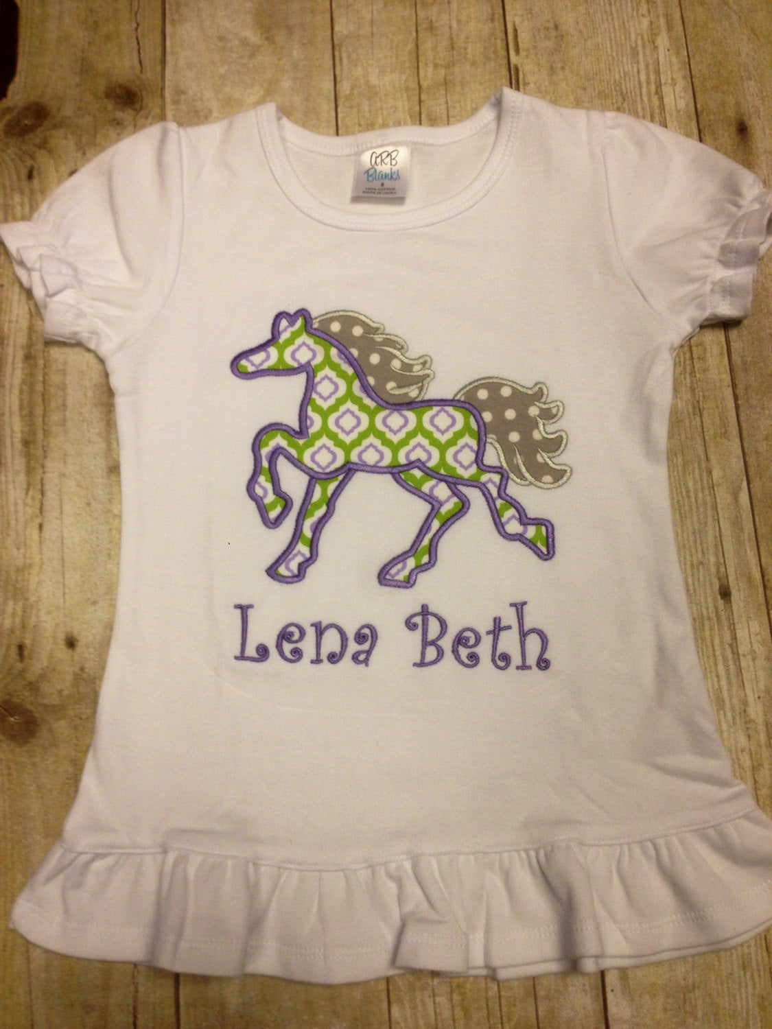 Girls Green & Purple Horse Shirt